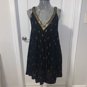 Black with gold sequin slip free people dress